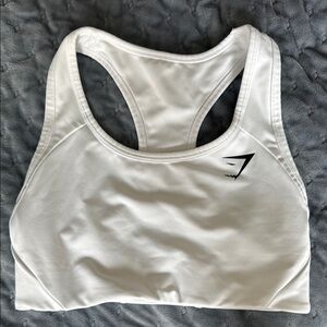 Gymshark White Racerback Sports Bra Moisture-Wicking